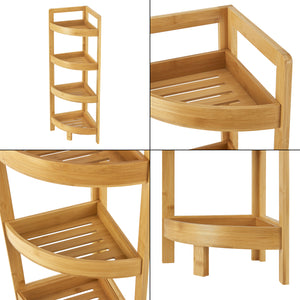 Étagère de salle de bain en bambou Lestijärvi Étagère d'angle avec 4 étagères 80x23x23cm [en.casa]