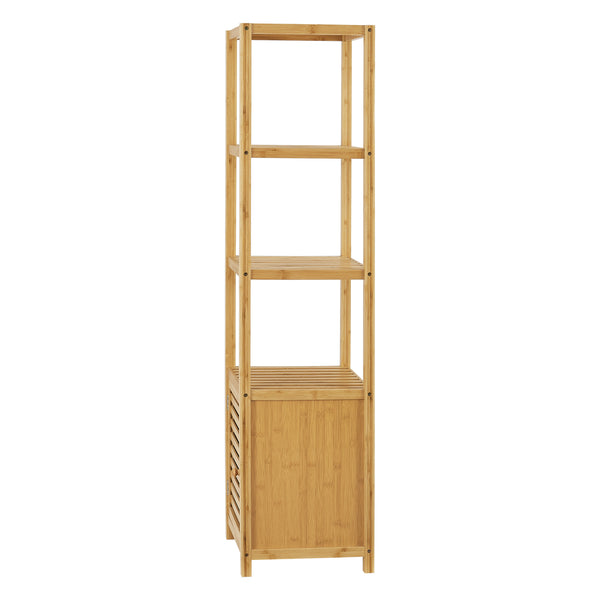 Étagère de salle de bain Liminka à 4 niveaux avec porte 140 x 34 x 33 cm [en.casa]