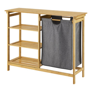 Étagère de salle de bain avec panier à linge Nousiainen Bambou 80 x 100 x 30 cm [en.casa]