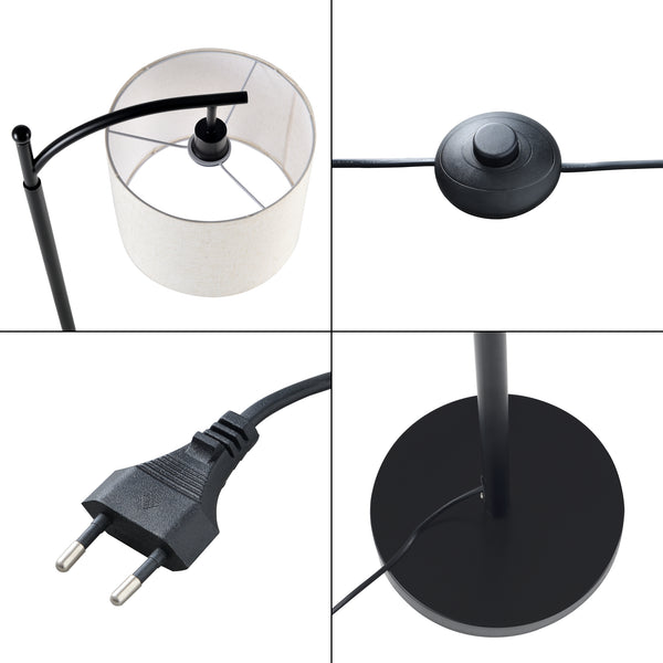 Lampadaire Coventry à abat-jour d'aspect lin E27 hauteur 180 cm noir beige [lux.pro]