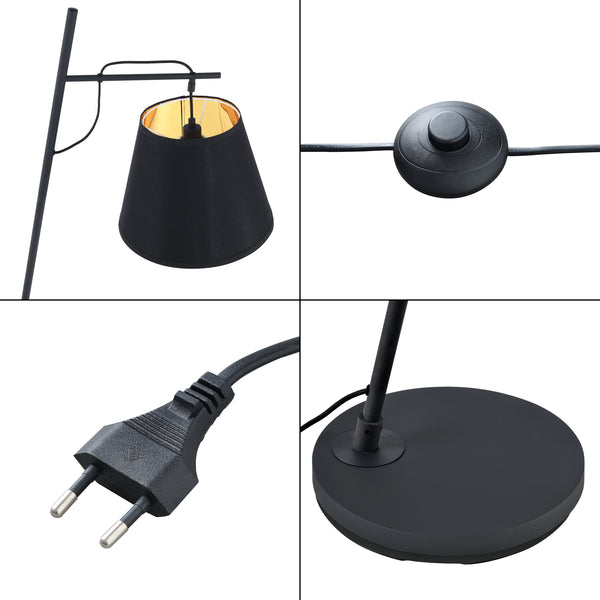 Lampadaire Nottingham à abat-jour conique E27 hauteur 180 cm noir [lux.pro]