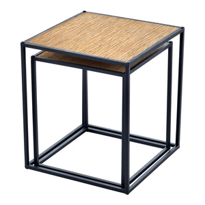 Set de 2 tables basses Grindavik gigognes carrées noir effet bois [en.casa]