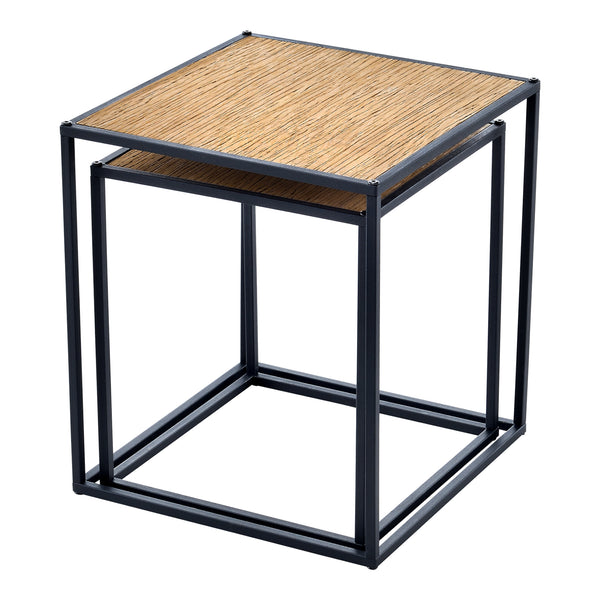 Set de 2 tables basses Grindavik gigognes carrées noir effet bois [en.casa]