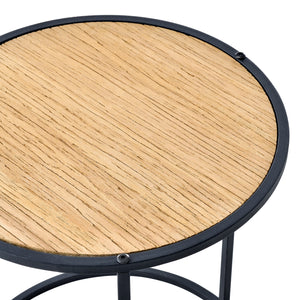 Table d'appoint Moriusaq en lot de 2, forme ronde, aspect bois [en.casa]