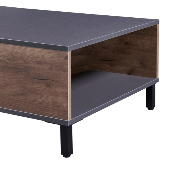 Table basse Leppävirta 90x60x33 cm Chêne rustique/Anthracite [en.casa]