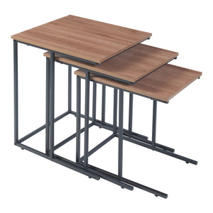 Table d'appoint Augustenborg en lot de 3 Noir / aspect noyer [en.casa]