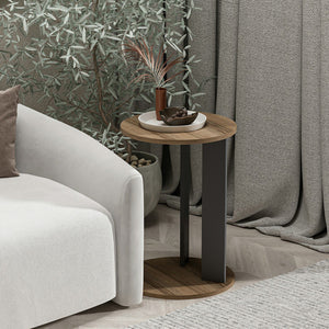 Table d'appoint Frederiksberg 64x34 cm aspect noyer / anthracite [en.casa]