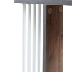 Table d'appoint rectangulaire Haarby à roulettes effet chêne / anthracite / blanc [en.casa]