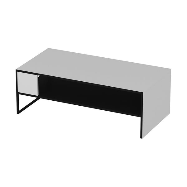 Table basse Ejby 42x120x60 cm Blanc / Noir [en.casa]