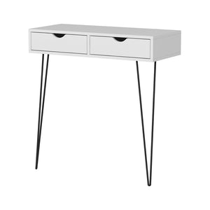 Table console Ebeltoft à 2 tiroirs 90 x 90 x 40 cm blanc / noir [en.casa]