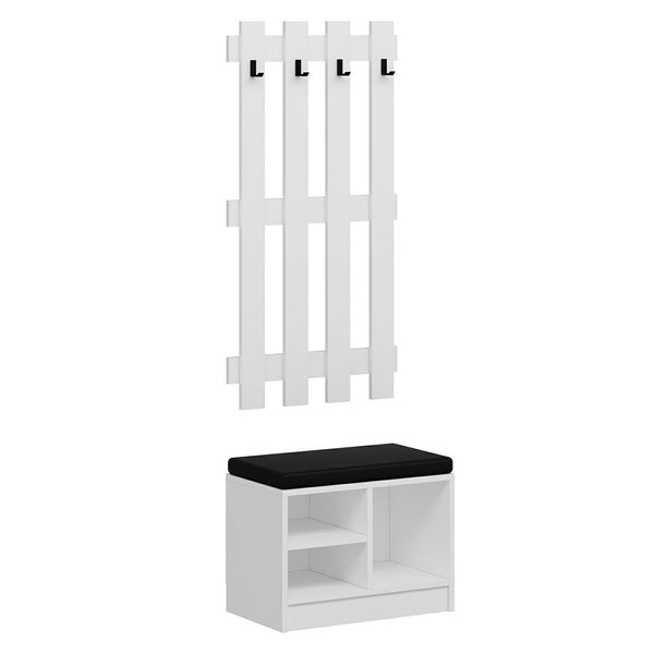 Panneau de vestiaire avec banc à chaussures Farum blanc [en.casa]