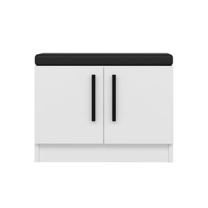 Banc à chaussures Fjends avec 2 portes à 3 niveaux 42 x 60 x 37 cm blanc / noir [en.casa]