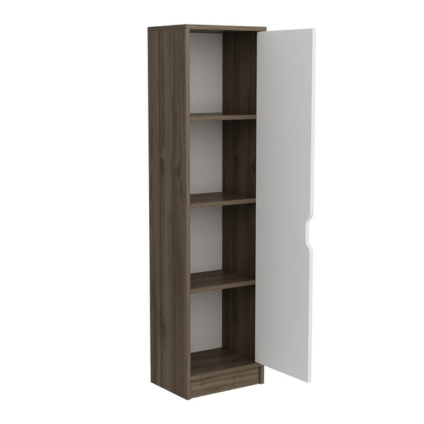 Armoire de bureau Egvad avec une porte aspect noyer / blanc [en.casa]