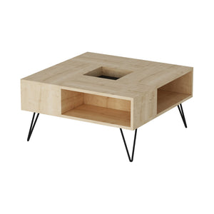 Table basse Gråsten avec compartiments de rangement Chêne Saphir / Noir [en.casa]