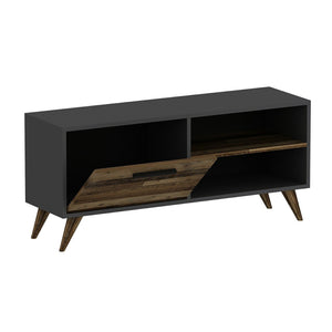 Meuble TV Helle à porte 50 x 120 x 35 cm anthracite / effet bois ancien [en.casa]