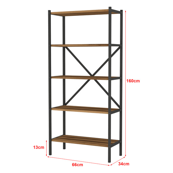 Étagère de cuisine Tomelilla 160x66x34 cm Noyer/Anthracite [en.casa]