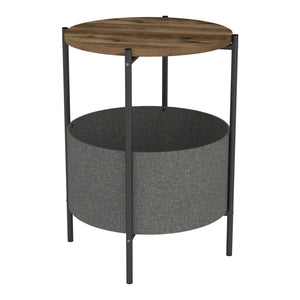 Table d'appoint ronde Hofors avec panier de rangement 60 x 43 cm effet chêne patiné / gris [en.casa]