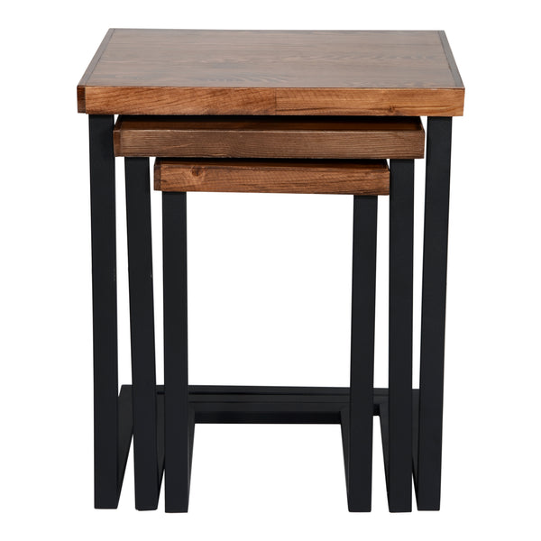 Table d'appoint Rørvig en lot de 3, pin teinté [en.casa]