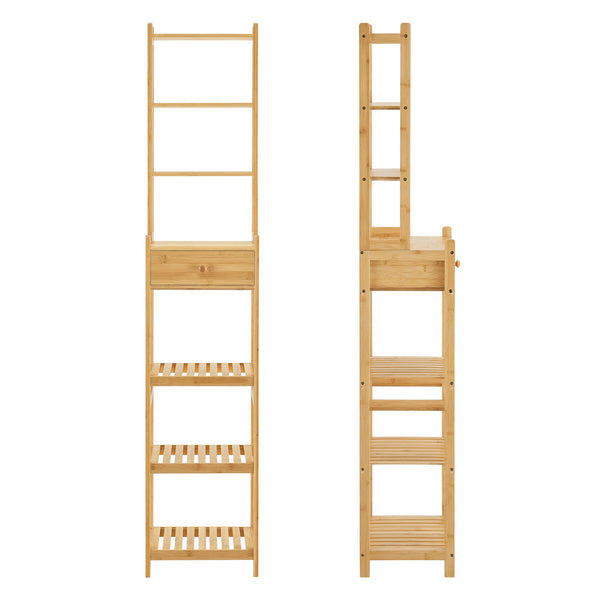 Étagère Siilinjärvi en bambou 163 x 33 x 28 cm jusqu'à 5 kg Nature [en.casa]