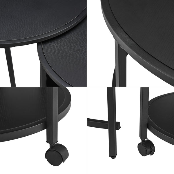 Table basse Værøy en lot de 2 noir mat [en.casa]