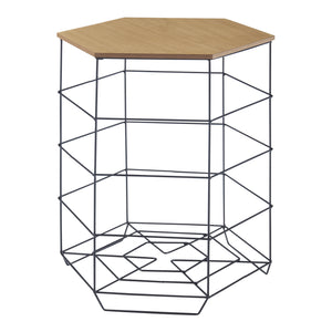 Ensemble de tables d'appoint Hørsholm Lot de 2 paniers en métal noir / couleur bois [en.casa]