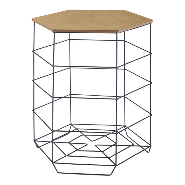 Ensemble de tables d'appoint Hørsholm Lot de 2 paniers en métal noir / couleur bois [en.casa]