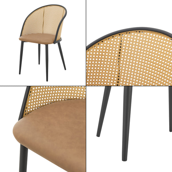 Chaise de salle à manger Gagnef lot de 2 Marron / Noir [en.casa]