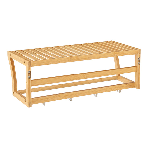 Étagère murale avec crochets Langeland bambou 20,5 x 59,5 x 25,5 cm naturel [en.casa]