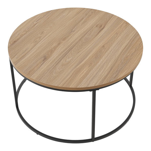 Table basse Kuhmoinen ronde diamètre 80 cm noir et effet bois [en.casa]