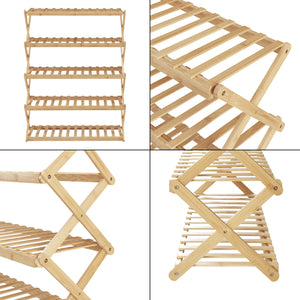 Étagère à chaussures pliable Fitzbek bambou 89 x 67 x 26 cm naturel [en.casa]