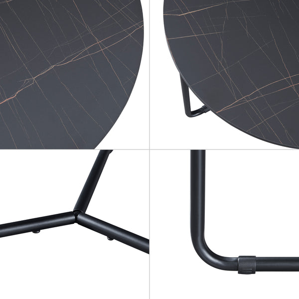 Table d'appoint Poxdorf 2 pcs. aspect marbre, noir [en.casa]