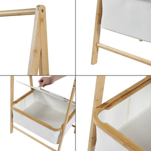 Portemanteau Iitti bambou polyester 159 x 60 x 45 cm naturel blanc [en.casa]