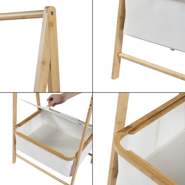 Portemanteau Iitti bambou polyester 159 x 60 x 45 cm naturel blanc [en.casa]