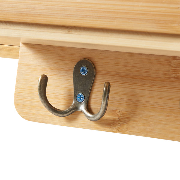 Étagère murale Giske avec porte-clés intégré bambou 33 x 8 x 22 cm naturel [en.casa]