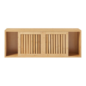 Étagère murale Grums avec 2 portes coulissantes bambou 93 x 20 x 33 cm naturel [en.casa]
