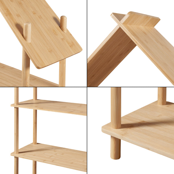 Étagère pour enfants Hamarøy en bambou aspect maison 137x90x30cm [en.casa]