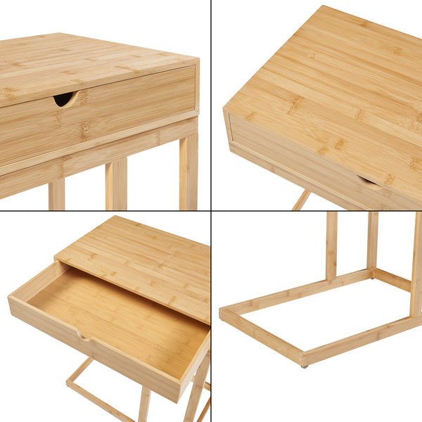 Table d'ordinateur portable Kåfjord avec tiroir Bambou [en.casa]