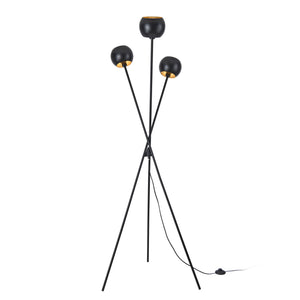 Lampadaire Nykvarn avec 3 douille E14 métal 161 x 58 cm noir or lux.pro