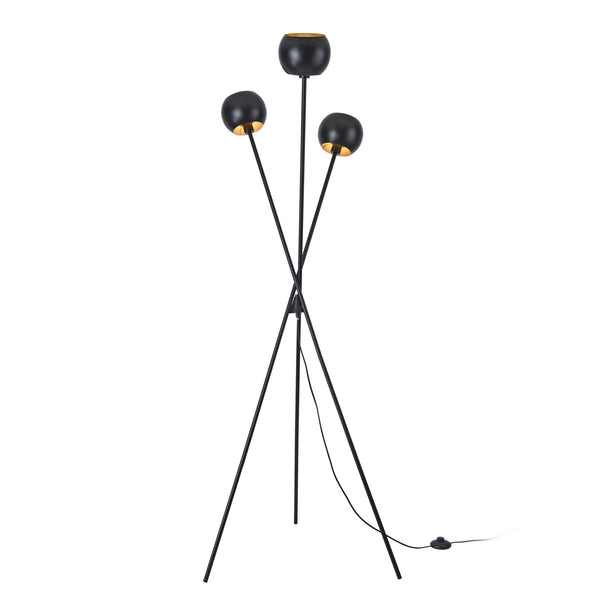 Lampadaire Nykvarn avec 3 douille E14 métal 161 x 58 cm noir or lux.pro