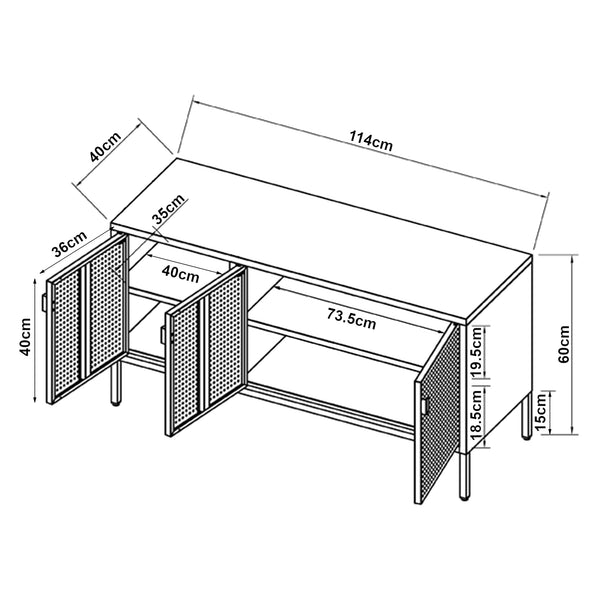 Meuble TV Castelli acier 114 x 40 x 60 cm blanc [en.casa]