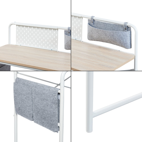 Bureau Dyrøy 98x98x46cm Blanc/Chêne [en.casa]