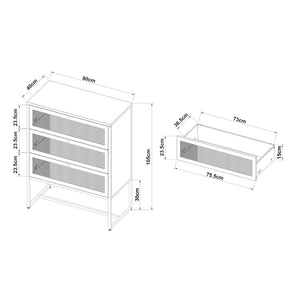 Commode Sund acier 105 x 80 x 40 cm gris [en.casa]