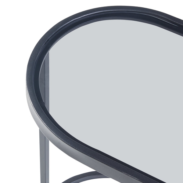 Table d'appoint Luleå avec plateau en verre Noir [en.casa]