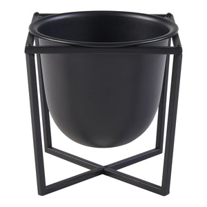 Set de 2 porte-plantes de tailles variées Nordmaling métal noir [en.casa]
