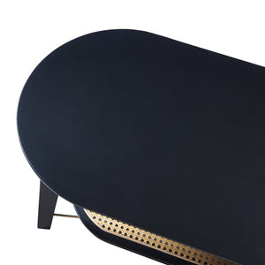 Table basse Taivalkoski 120x43x40 cm Noir/Aspect rotin [en.casa]