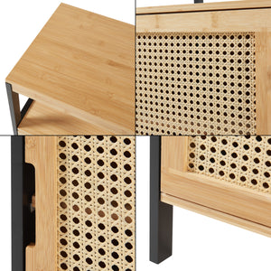 Armoire de salle de bain Tervola 80x40x35cm Bambou Noir [en.casa]