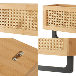 Étagère murale Tervola 36 x 13 x 19 cm naturel effet rotin noir [en.casa]