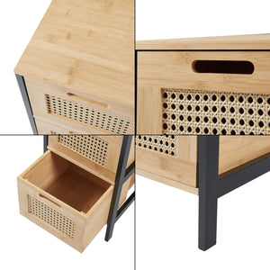 Commode de salle de bain Tervola avec 3 tiroirs Noir/Bambou [en.casa]