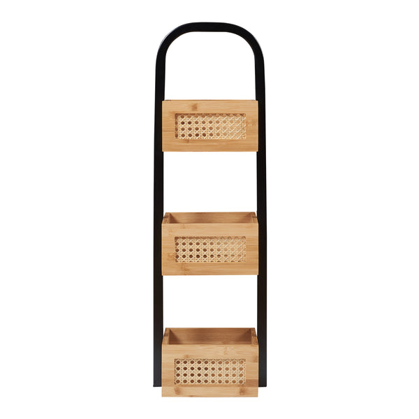 Étagère de salle de bain Tervola 73x23x19 cm Noir/Bambou [en.casa]