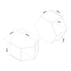 Ensemble de tables basses Molde 2 pièces Noir/Aspect noyer [en.casa]